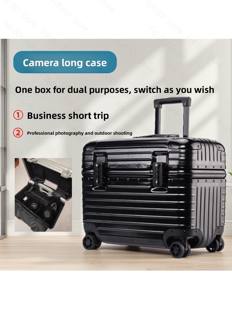 Travel Luggage Set - 上部フリップカバーアルミフレーム写真撮影用トロリーケース女性用ユニバーサルホイールトラベルパスワードスーツケース18インチ小型キャプテン