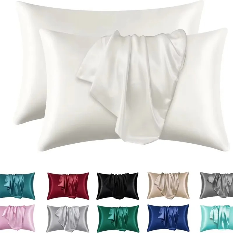 Silk Pillowcase - 1/2枚入り サテンシルク枕カバー 髪と肌に優しい コーラル枕カバー 標準サイズ 超ソフト枕カバーセット
