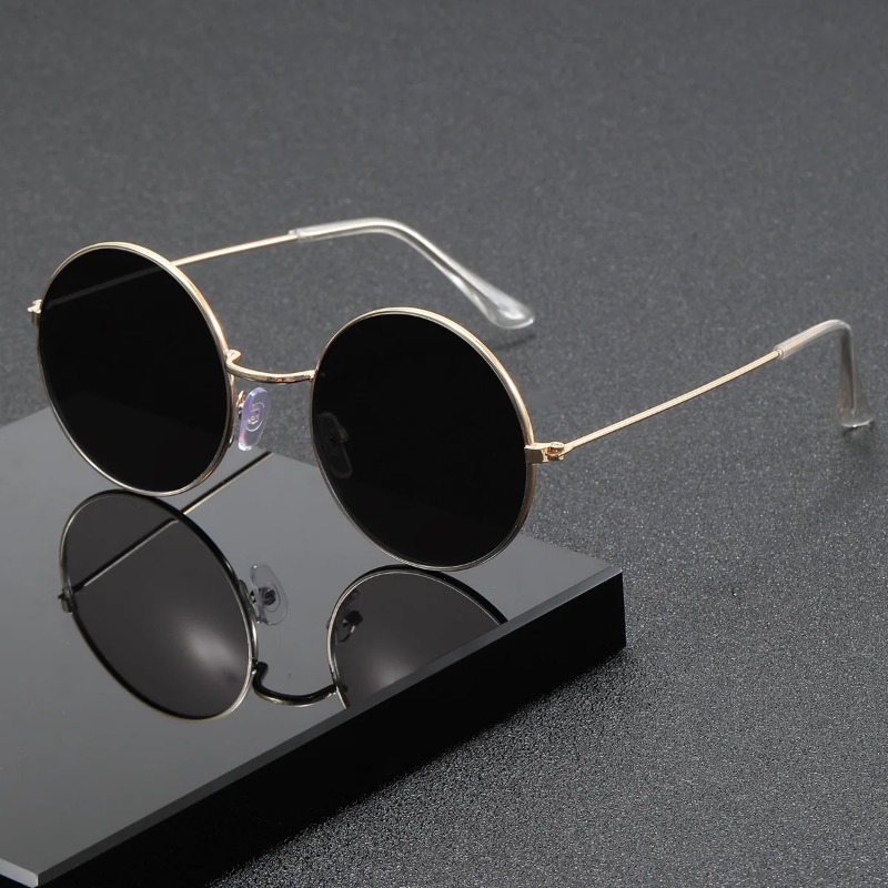 Sunglasses Uv400 - レトロ男性パンクスタイルサングラスカラフルなラウンドメタルフレームサングラス女性ファッション眼鏡 UV400 ドライバー眼鏡
