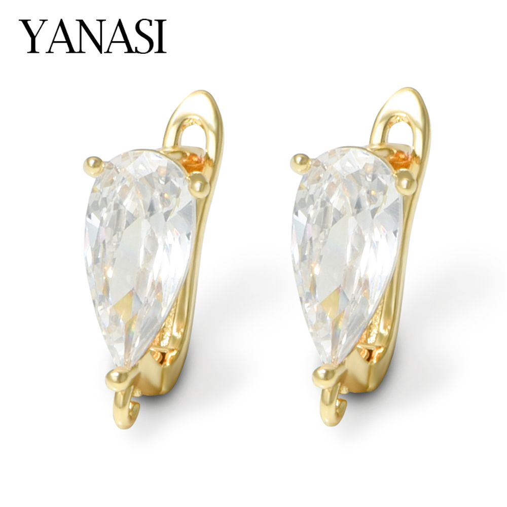 Gold Plated Jewelry - YANASI 新しい 18K ゴールドメッキ真鍮ドロップレットイヤリングフック、クリスタルティアドロップイヤーワイヤーイヤリングフィクスチャ、ジュエリー作成アクセサリー用