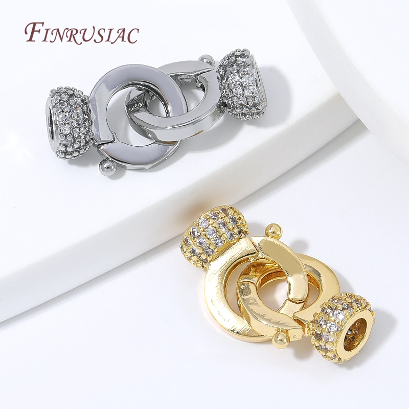 Gold Plated Jewelry - 18K金メッキ真鍮製ジュエリークラスプコネクター、パヴェCZクラスプ、DIYブレスレットネックレスビーズジュエリー用アクセサリー