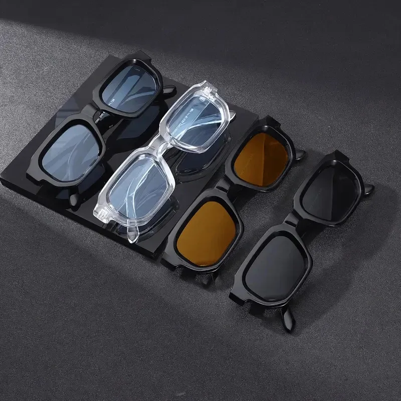 Sunglasses Uv400 - 4個入り、新作メンズファッションメガネ、男女兼用、スクエア型、レトロ調、装飾的なデザイン、トレンド感あふれる、アウトドア用、日よけサングラス。