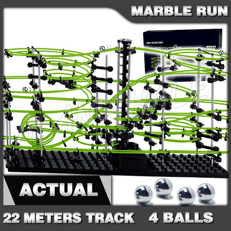 Marble Coaster Set - 2200cmレールレベル4 マーブルラン 夜光暗闇で光るローラーコースターモデル 組み立ておもちゃ 男の子向け 迷路