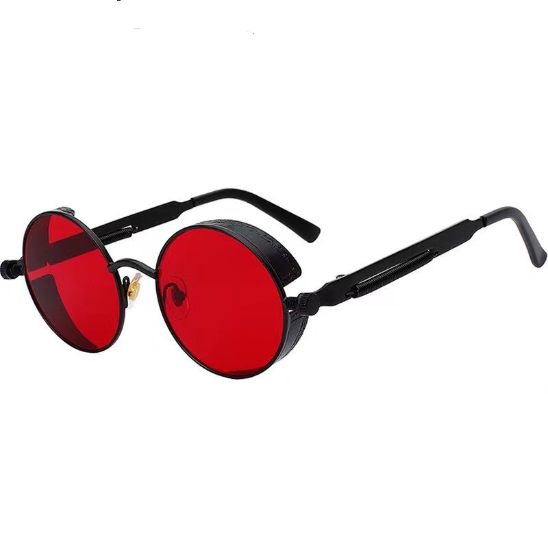 Designer Sunglasses - クラシックで高品質なスチームパンク風サングラス。男女兼用。ブランドデザイナーによるヴィンテージ風の丸型メタルフレーム。UV400カット。