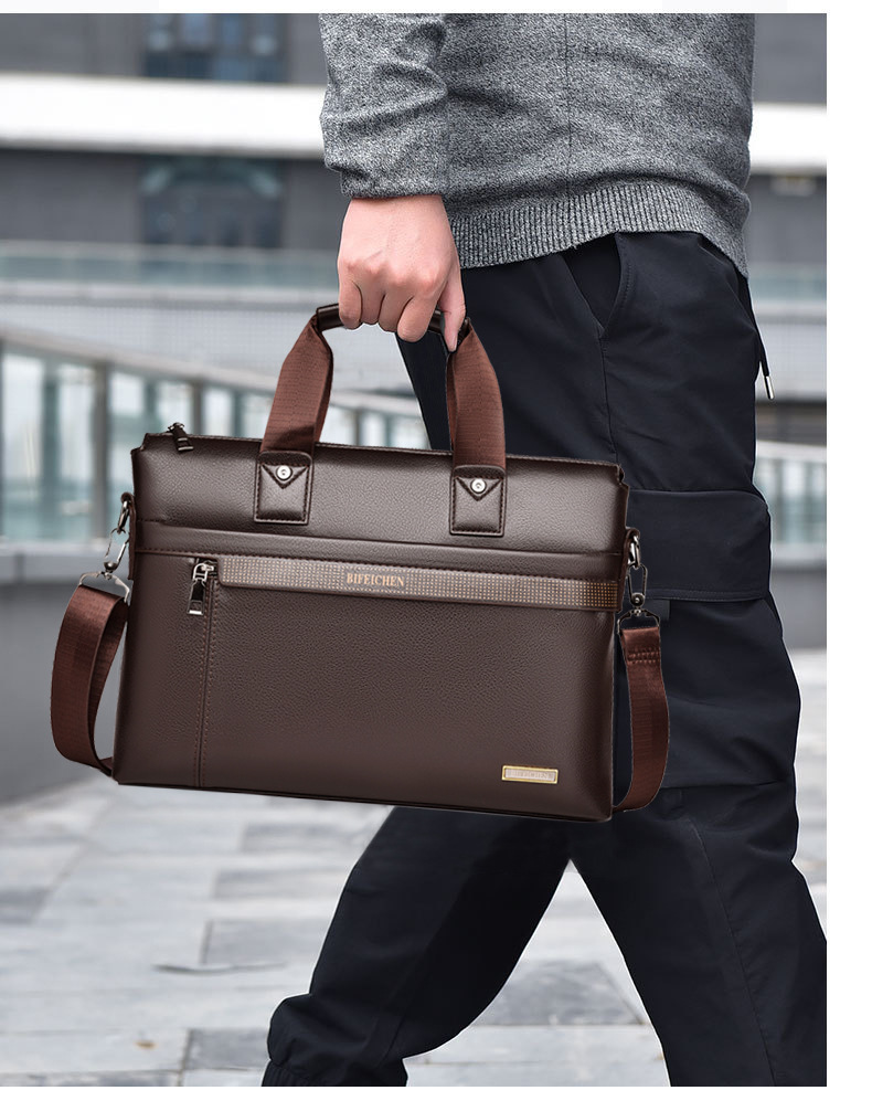 Leather Briefcase - 2026 新しい高級ブランド男のハンドバッグ革ラップトップブリーフケースビジネス A4 ドキュメントバッグ IPAD オフィス男性ヴィンテージショルダーバッグ