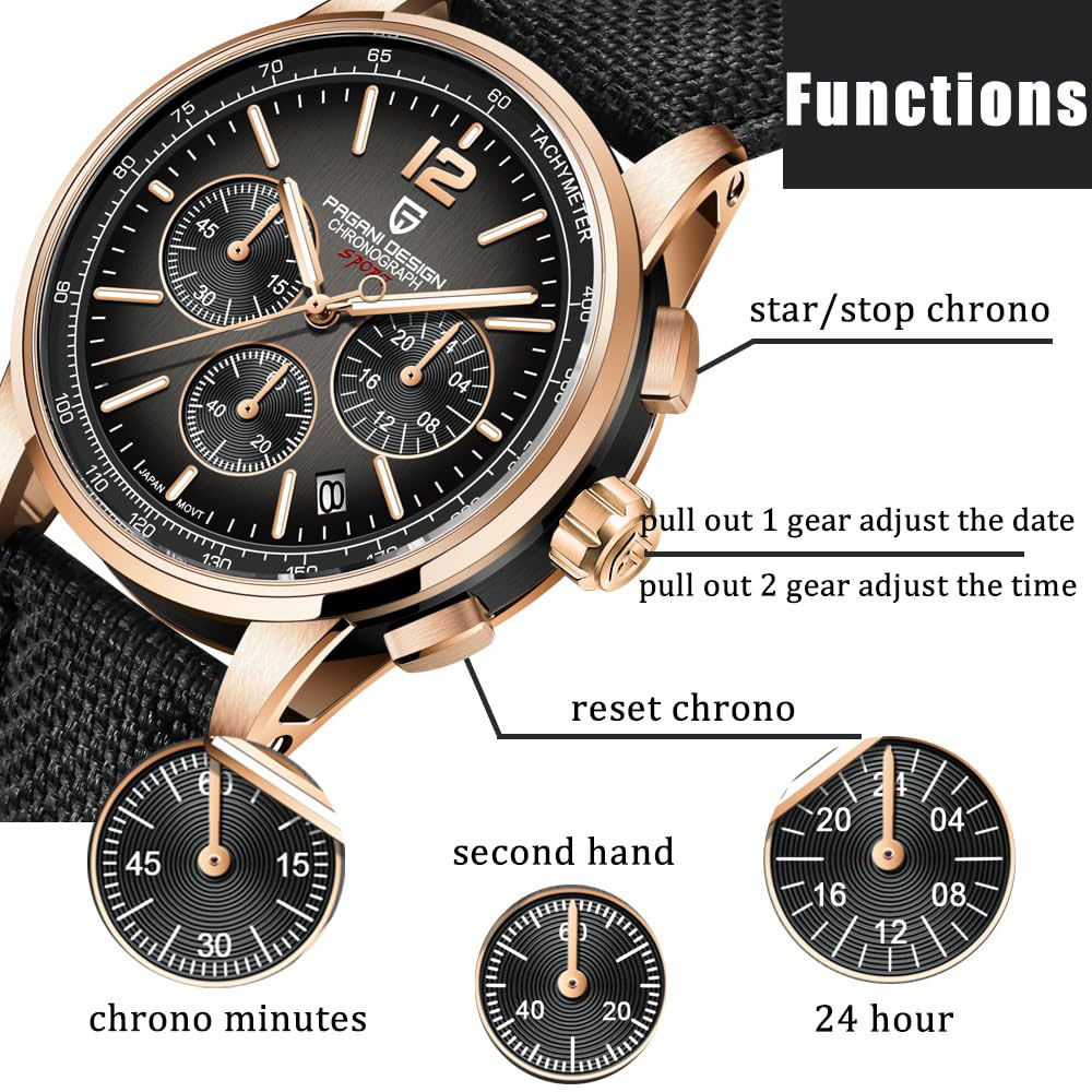 Luxury Watch Men - パガーニデザイン 新品 メンズ腕時計 41mm クロノグラフ 100M防水腕時計