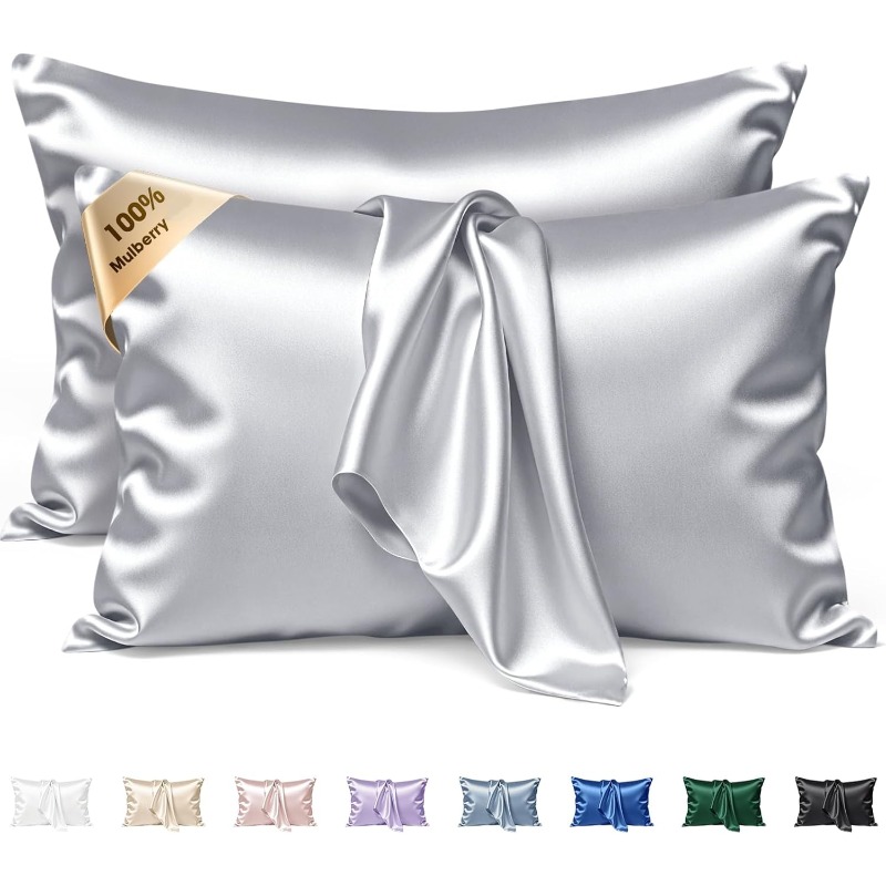 Silk Pillowcase - マルベリーシルク枕カバー2枚セット クールなシルク枕カバー ジッパー開閉式 女性への繊細な贈り物