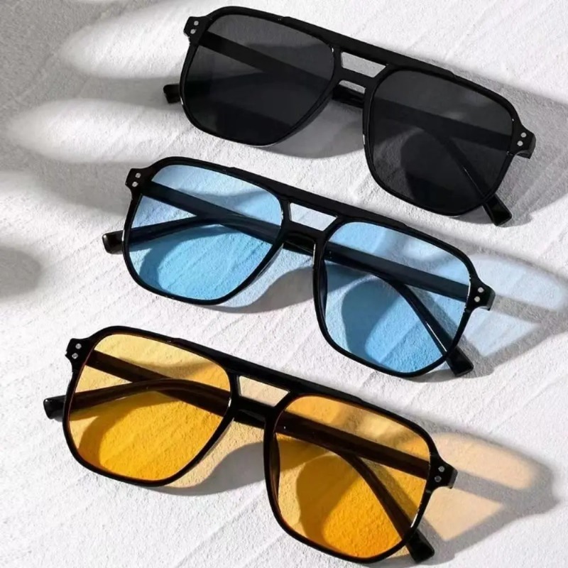 Sunglasses Uv400 - スクエアフレームサングラス、UVカット、旅行用アクセサリー、レトロアイウェア、ビーチアイプロテクション、ブラックシェードグラス、サマーデコレーション