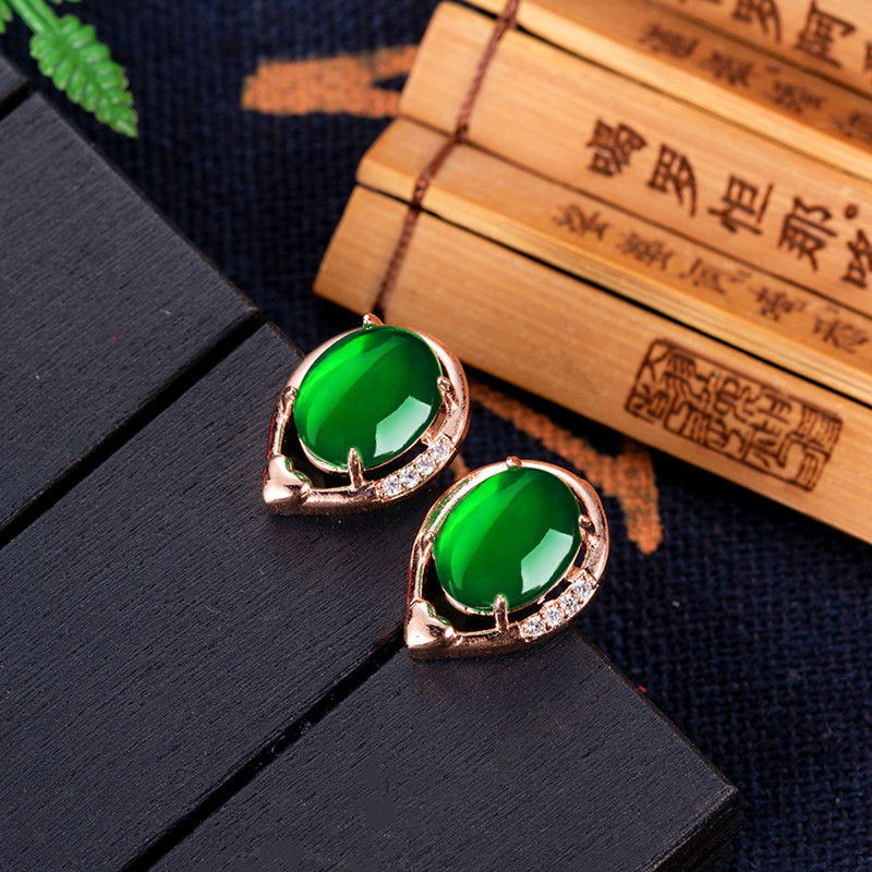 Gold Plated Jewelry - 天然翡翠の花のイヤリング,石のイヤースタッド,お守り,ピンクゴールドメッキのチャーム,高級ジュエリー,ヴィンテージデザイナー