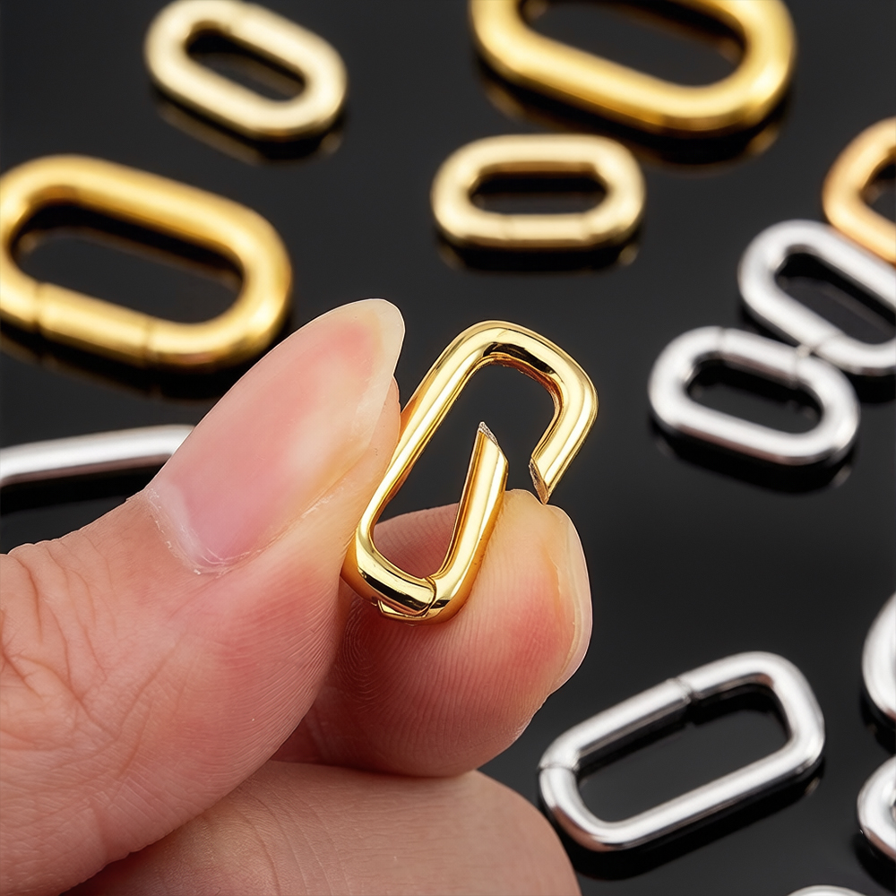 Gold Plated Jewelry - 2個入り 18K金メッキ オーバルカラビナネックレスクラスプ スプリングリング パールエンハンサーコネクター DIYジュエリーブレスレット製作用