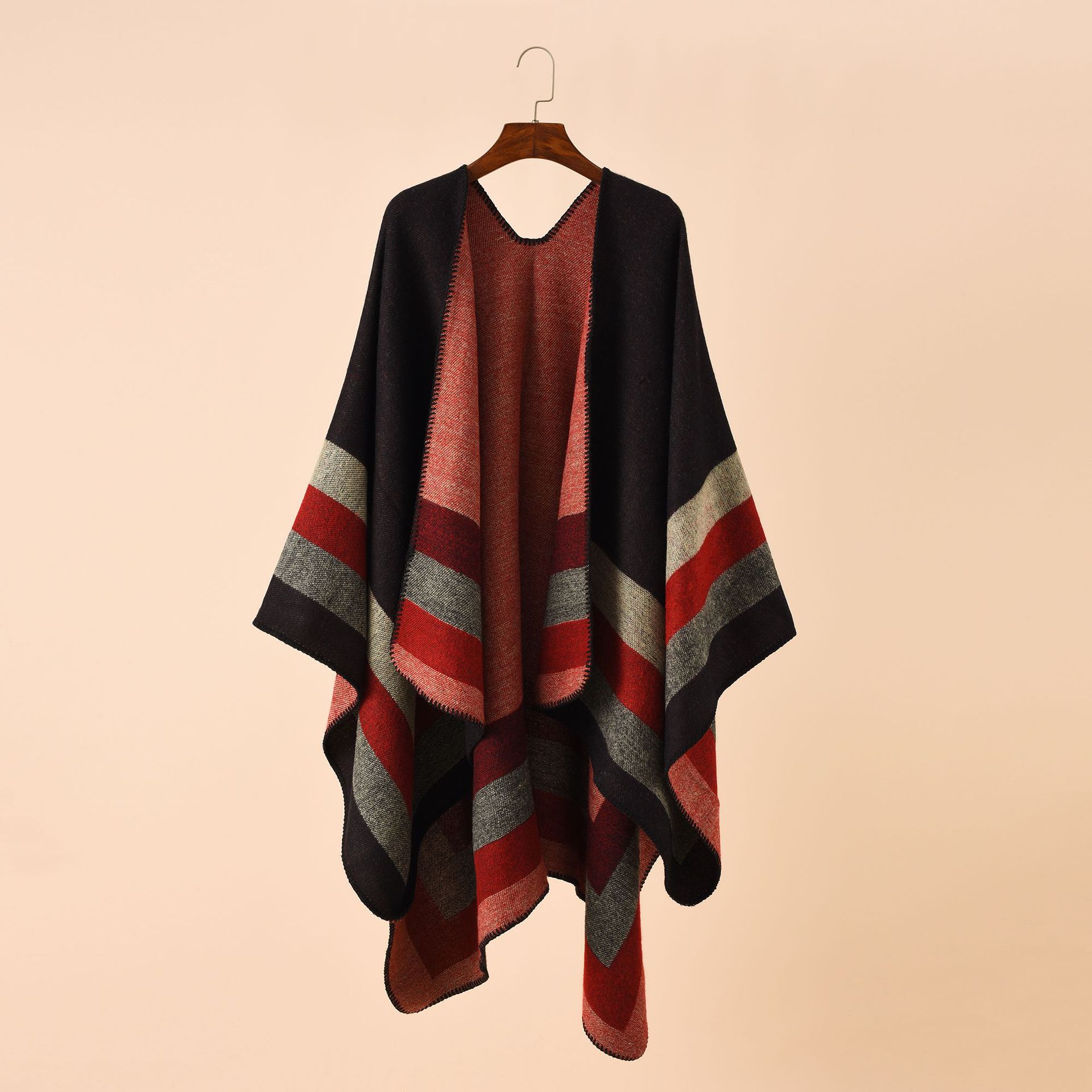 女性のための暖かい市松模様のポンチョ、特大のショールとラップ - Cashmere Scarf のレビューと価格