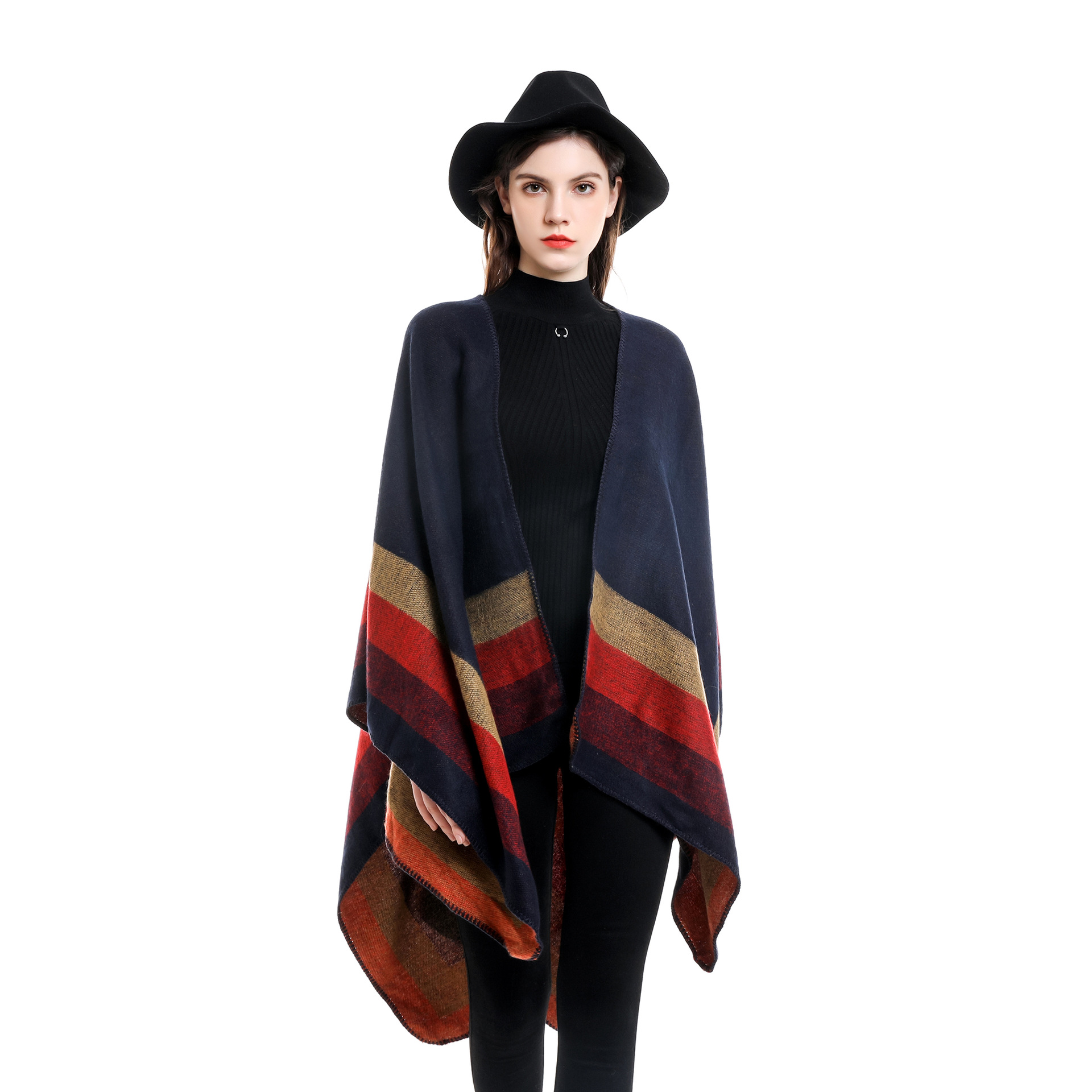 女性のための暖かい市松模様のポンチョ、特大のショールとラップ - Cashmere Scarf のレビューと価格