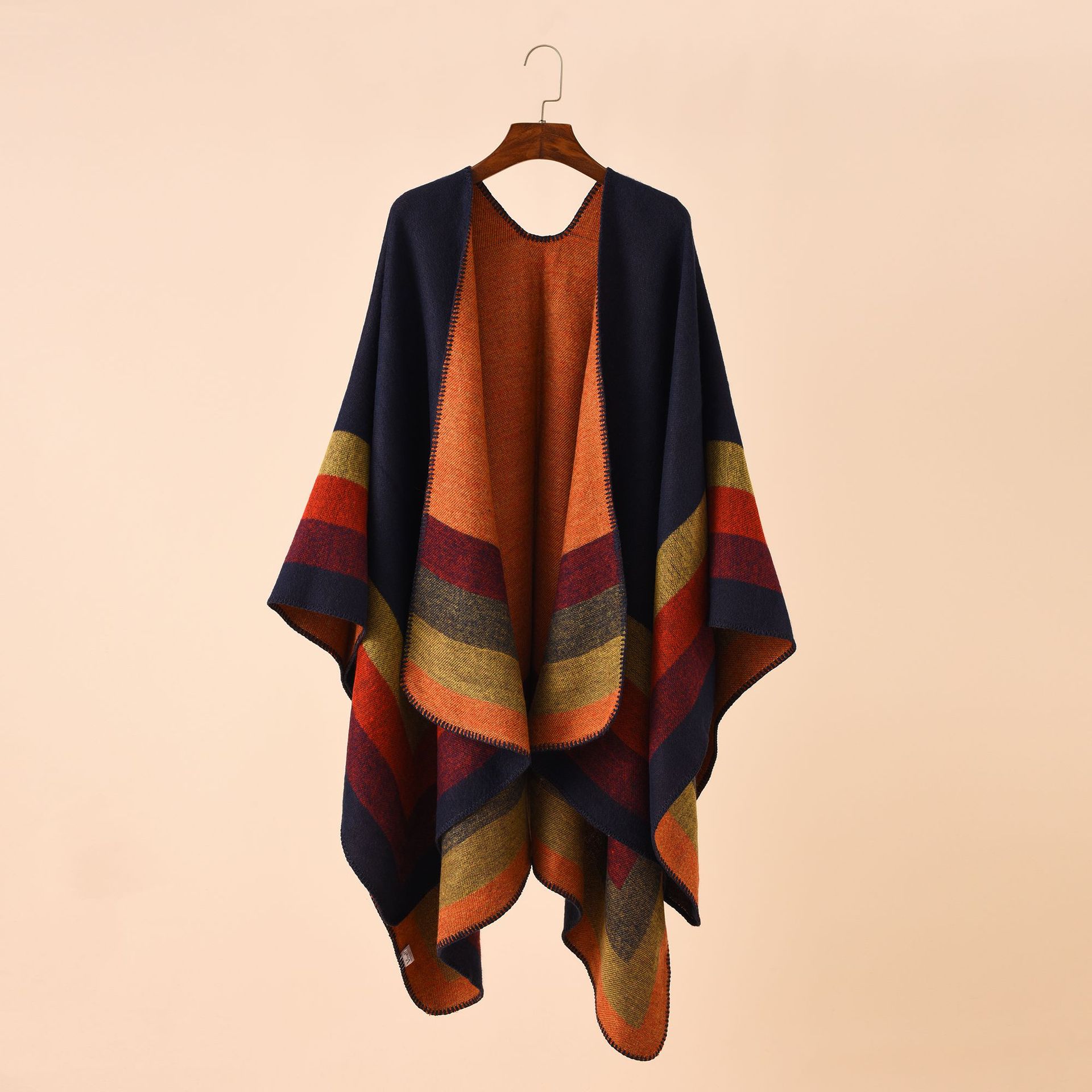 女性のための暖かい市松模様のポンチョ、特大のショールとラップ - Cashmere Scarf のレビューと価格