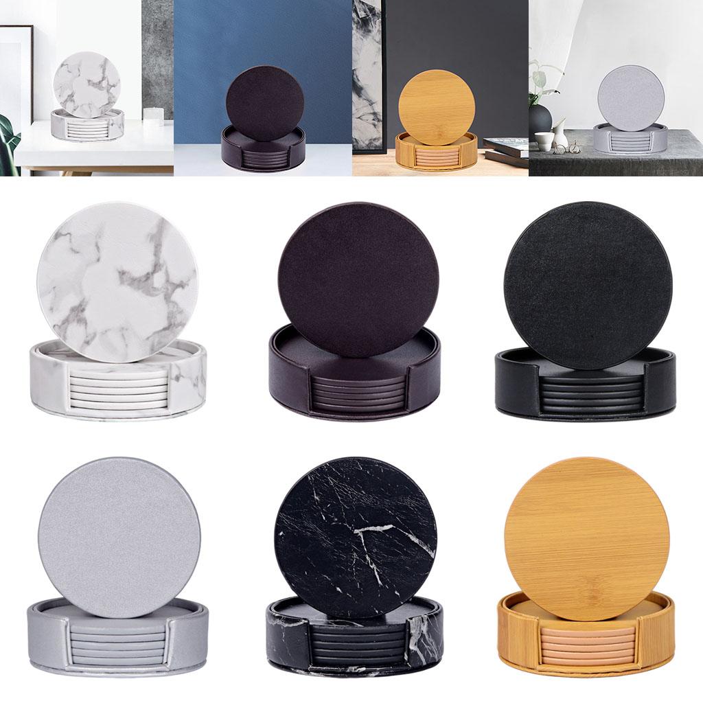 丸い大理石コースター（ホルダー付き、傷防止） - Marble Coaster Set のレビューと価格
