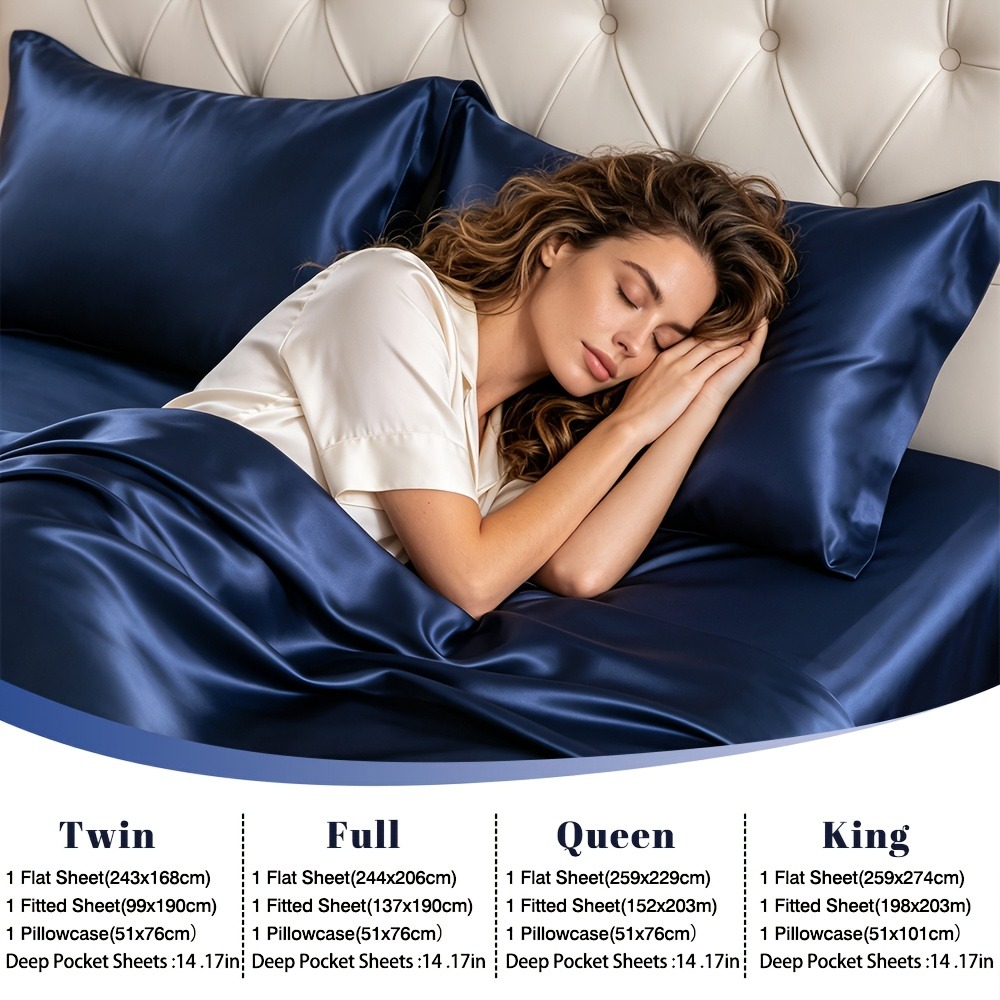 100％竹繊維サテン製ベッドシーツセット。4点セットの高級シ - Silk Pillowcase のレビューと価格