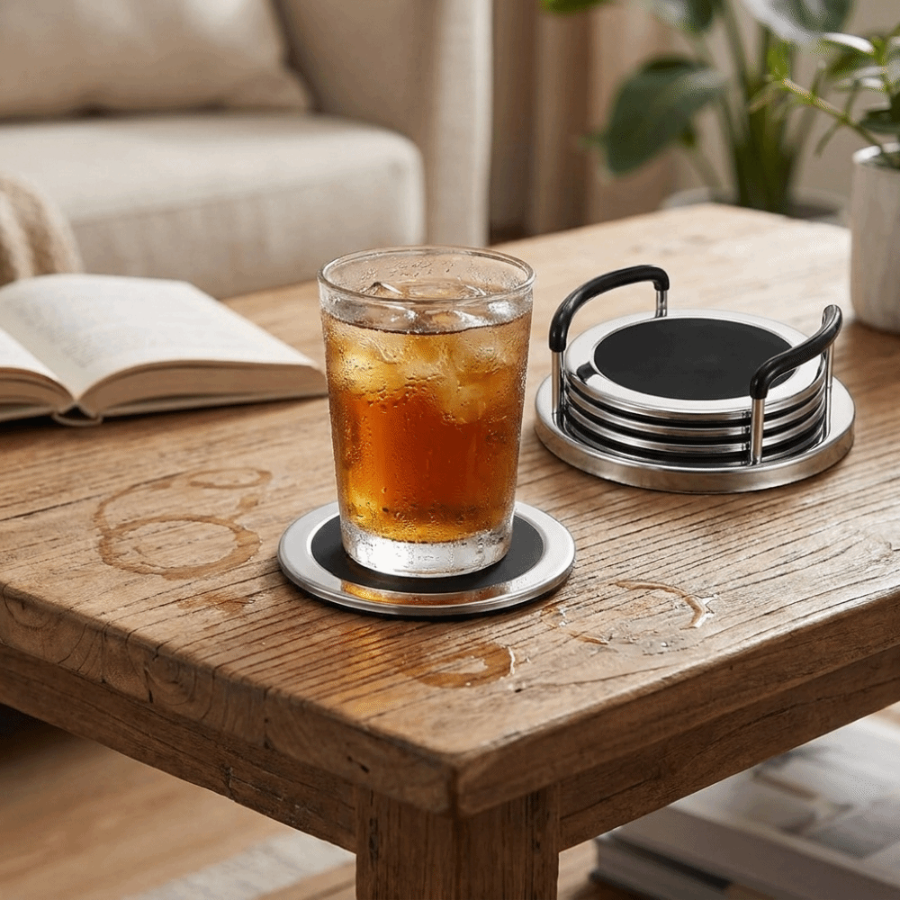 6 ピース/セットラウンドステンレス鋼コースターミニマリスト - Marble Coaster Set のレビューと価格