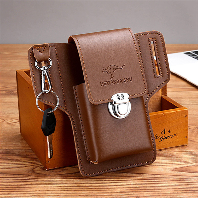男性用携帯電話ベルトバッグ,携帯電話ホルダー,財布,高品質, - Leather Wallet Men のレビューと価格