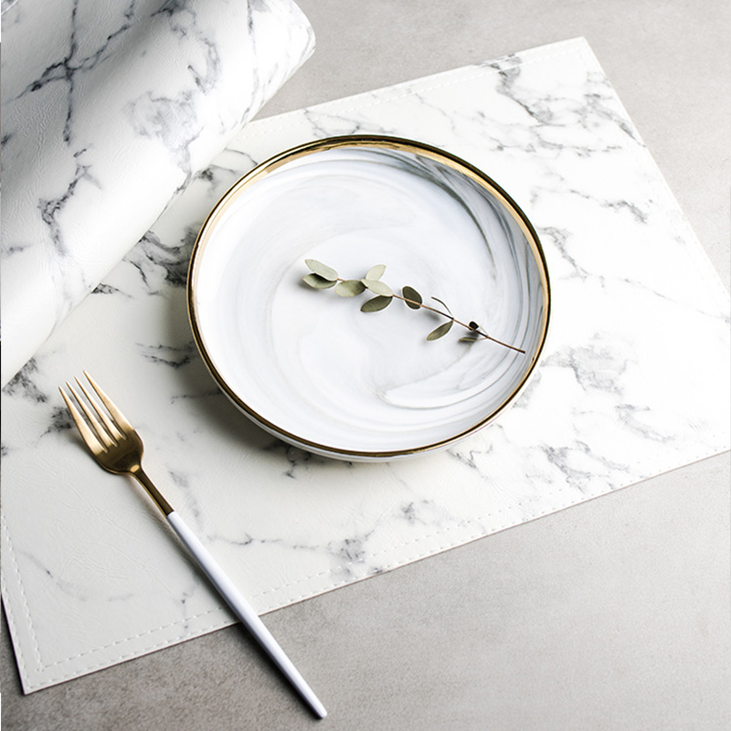 高級PU断熱食器パッド、ノンスリッププレースマット、大理石コ - Marble Coaster Set のレビューと価格