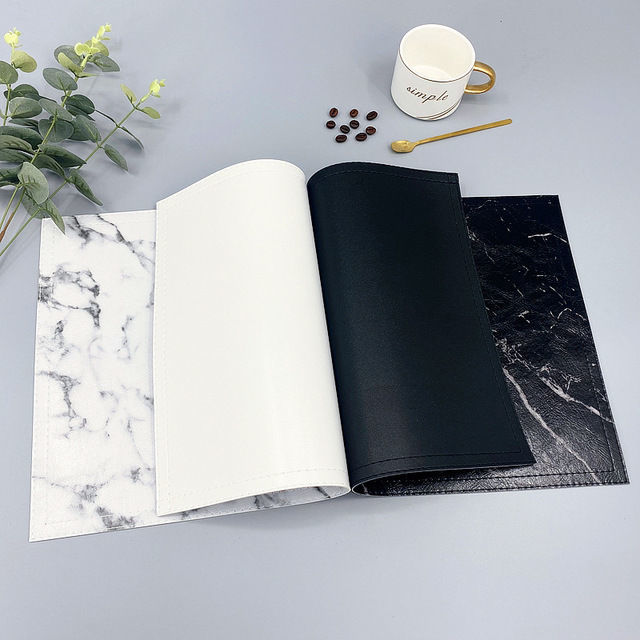高級PU断熱食器パッド、ノンスリッププレースマット、大理石コ - Marble Coaster Set のレビューと価格