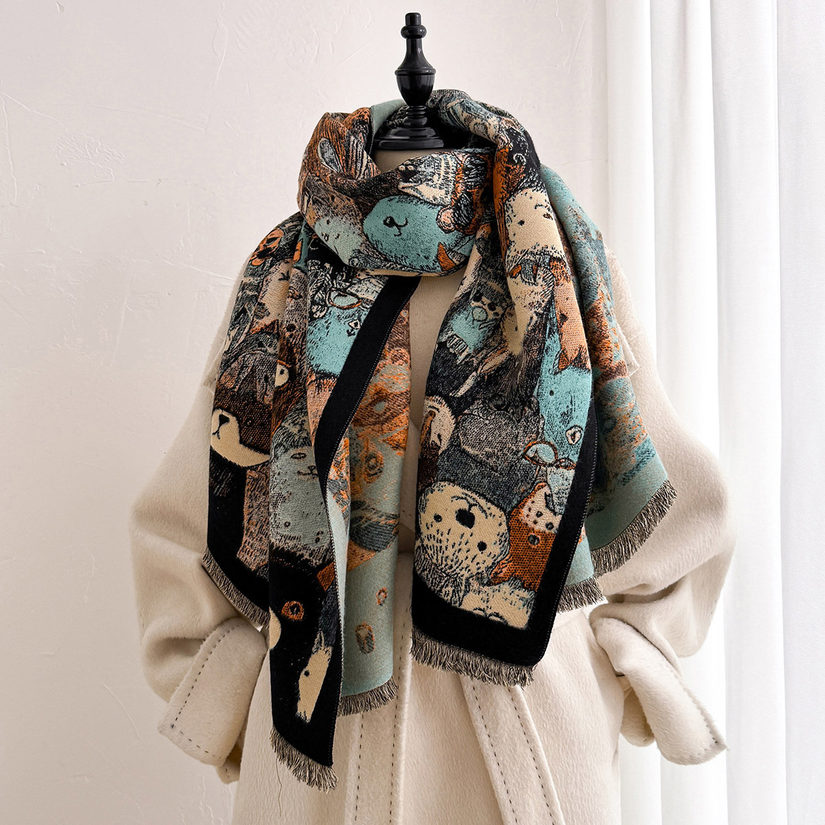 女性用イミテーションカシミヤスカーフ 厚手で暖かいショール  - Cashmere Scarf のレビューと価格