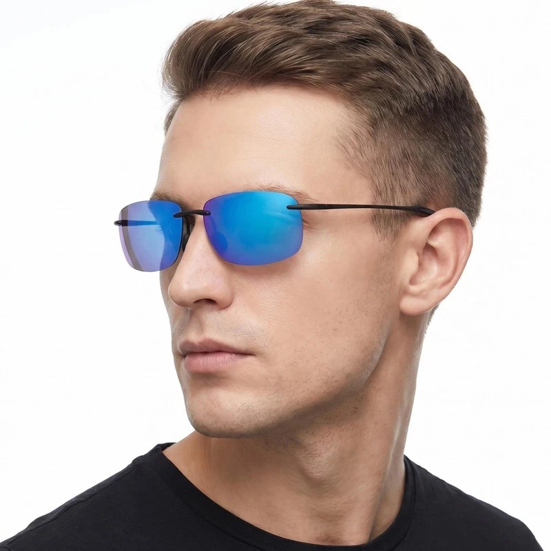 新製品TR90偏光サングラス 男女兼用 フレームレス ドライ - Sunglasses Uv400 のレビューと価格