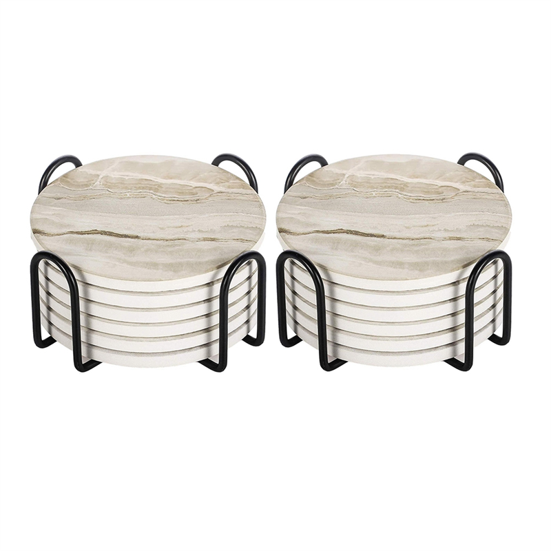 吸水性コースターセット 大理石風コースター 家庭、オフィス、 - Marble Coaster Set のレビューと価格
