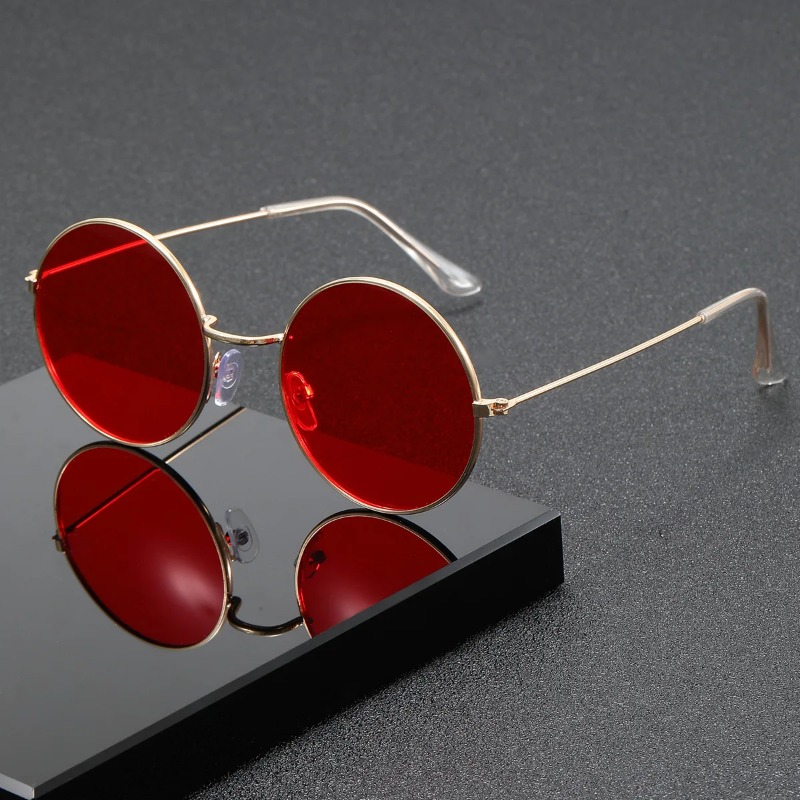 レトロ男性パンクスタイルサングラスカラフルなラウンドメタルフ - Sunglasses Uv400 のレビューと価格