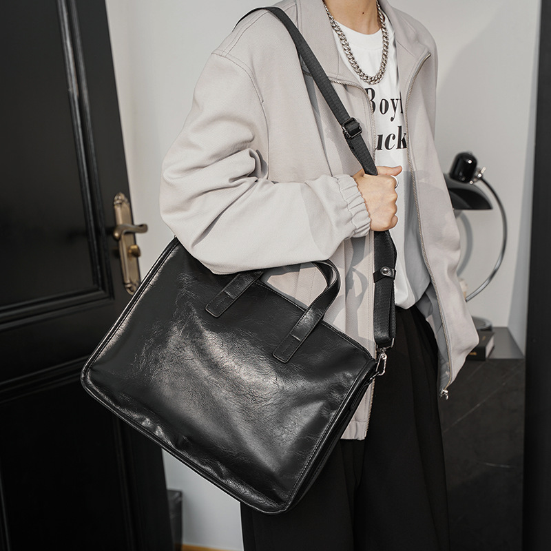 カジュアルビジネスメンズハンドバッグファッション大容量ブリー - Leather Briefcase のレビューと価格