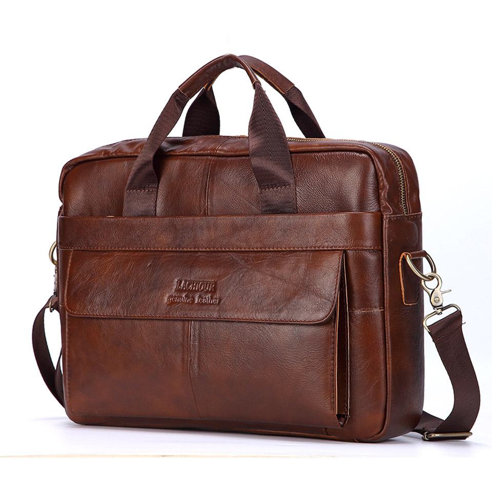 メンズ本革のハンドバッグカジュアル革のラップトップバッグ男性 - Leather Briefcase のレビューと価格