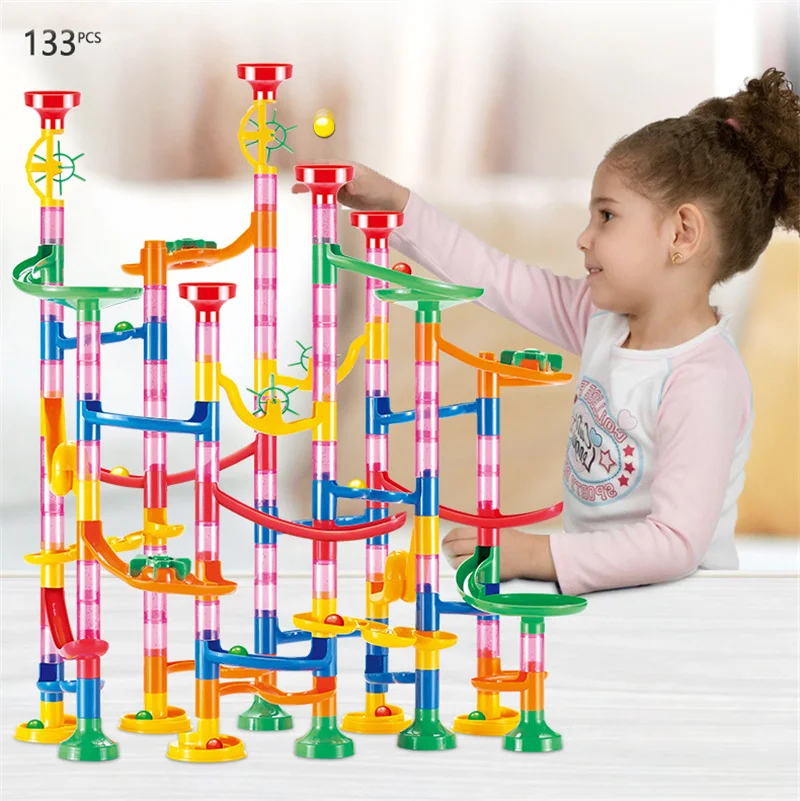 50-142ピース 3D迷路ボールロールおもちゃ DIYマー - Marble Coaster Set のレビューと価格