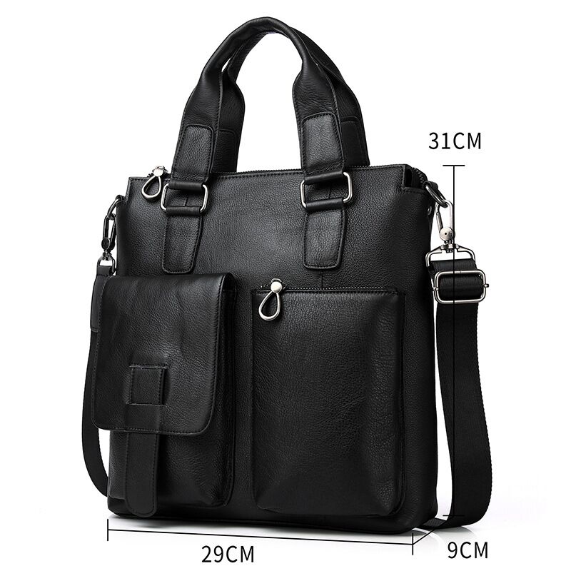 男性用の縦型本革ショルダーバッグ,本革メッセンジャーケース, - Leather Briefcase のレビューと価格