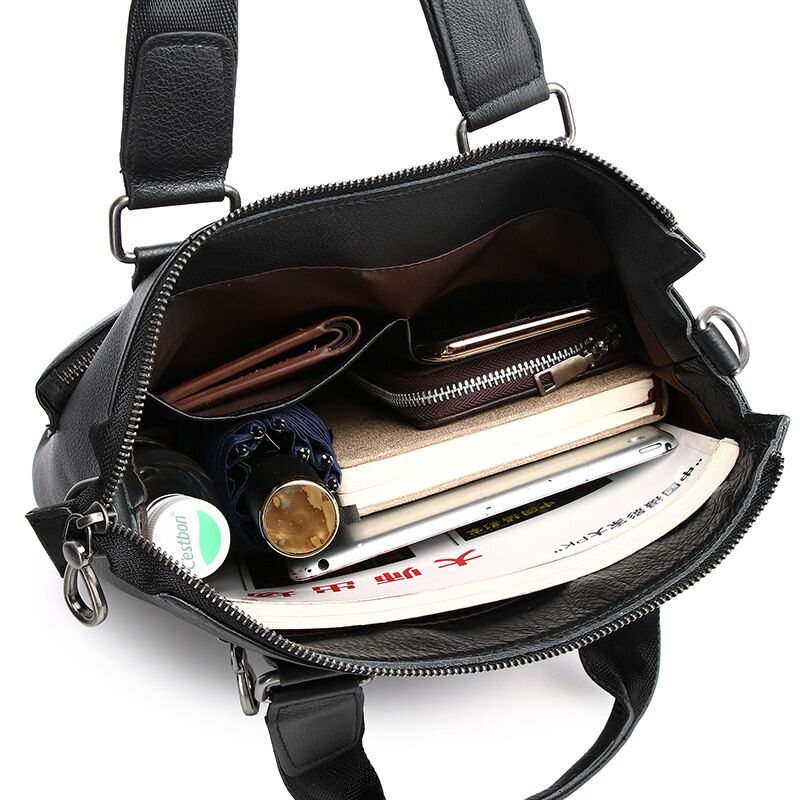 男性用の縦型本革ショルダーバッグ,本革メッセンジャーケース, - Leather Briefcase のレビューと価格