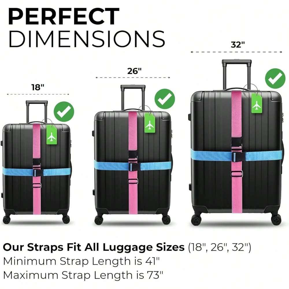 荷物ストラップセット 荷物タグ付き 複数の色の荷物ストラップ - Travel Luggage Set のレビューと価格