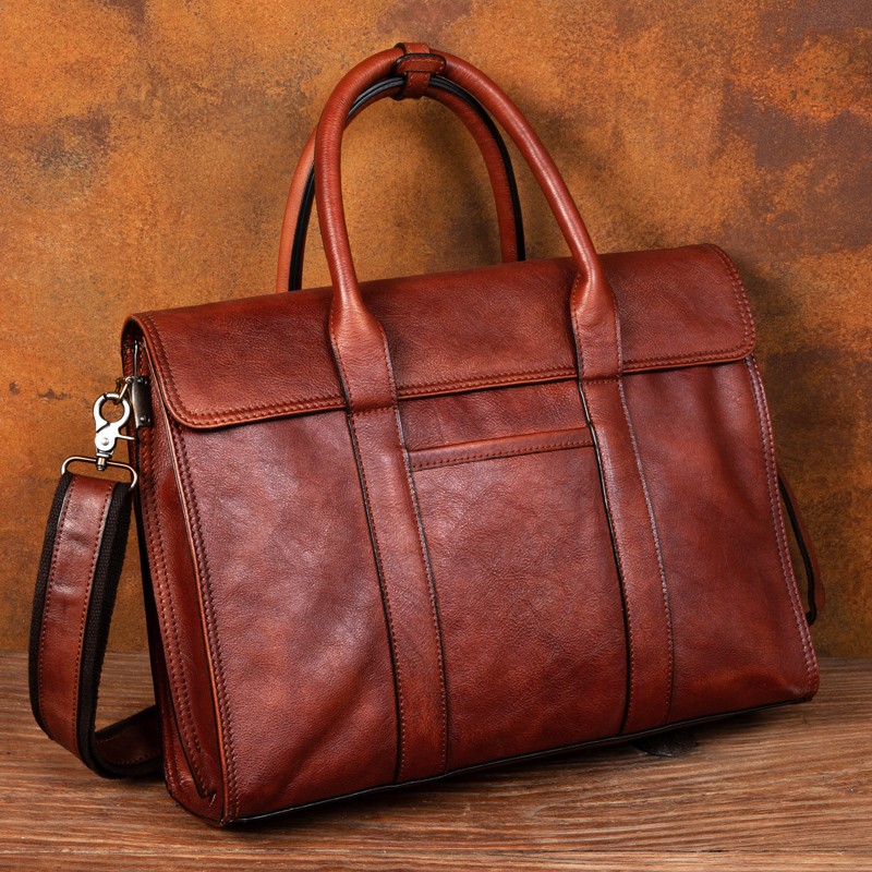 ベジタブルタンニンなめし革ハンドバッグメンズメッセンジャーバ - Leather Briefcase のレビューと価格