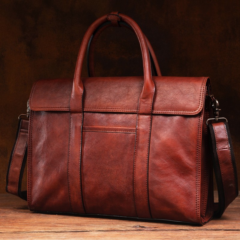 ベジタブルタンニンなめし革ハンドバッグメンズメッセンジャーバ - Leather Briefcase のレビューと価格