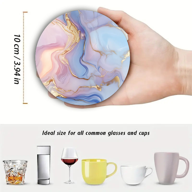 大理石模様のプリントコースター4枚、毎日の家族のパーティーの - Marble Coaster Set のレビューと価格