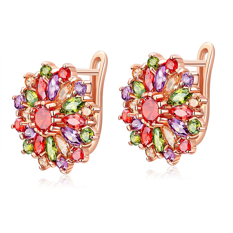 女性のための天然クリスタルの花のイヤリング,彫刻された宝石, - Gold Plated Jewelry のレビューと価格
