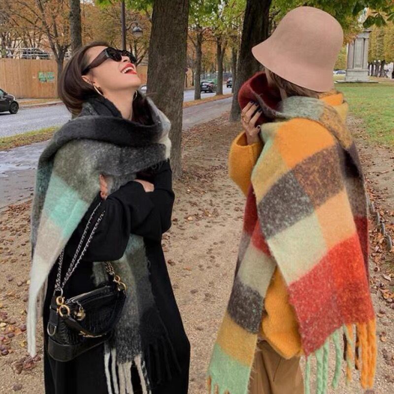 新しい高級冬厚く暖かいスカーフ女性カシミヤショールとラップパ - Cashmere Scarf のレビューと価格