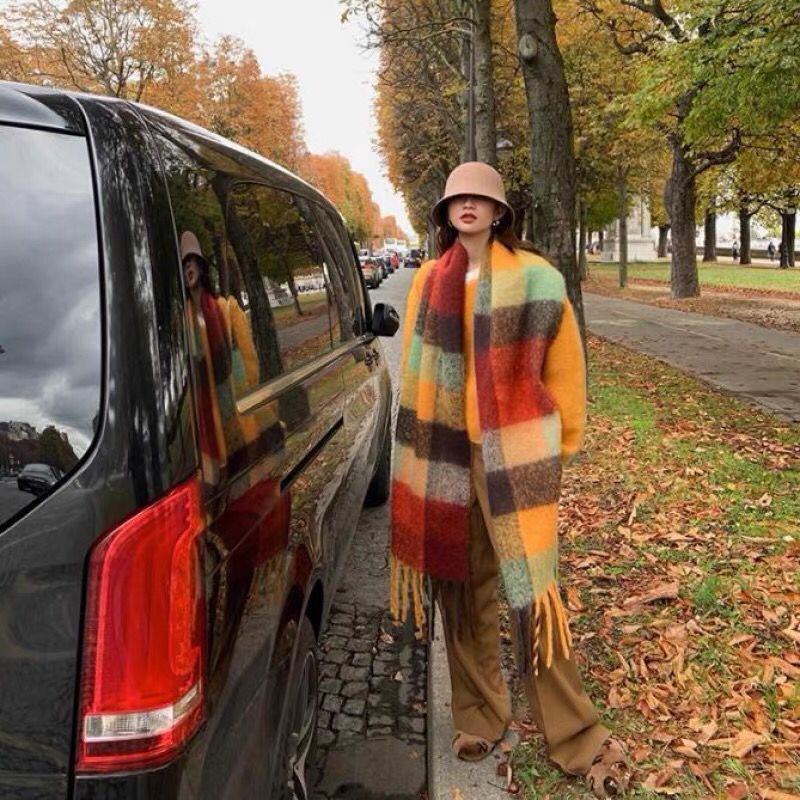 新しい高級冬厚く暖かいスカーフ女性カシミヤショールとラップパ - Cashmere Scarf のレビューと価格