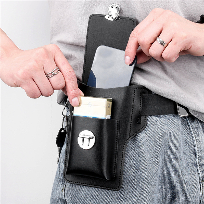 メンズベルト携帯電話ループホルスターケースウエストバッグ男性 - Leather Wallet Men のレビューと価格
