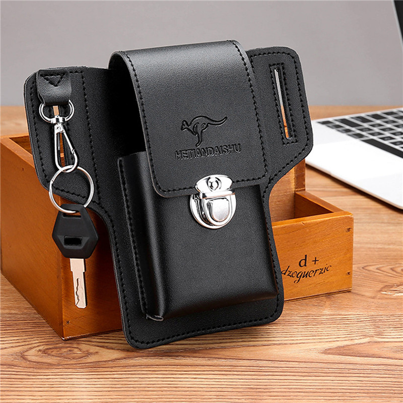 メンズベルト携帯電話ループホルスターケースウエストバッグ男性 - Leather Wallet Men のレビューと価格
