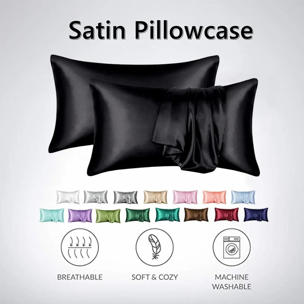 2 ピース/ロット固体シルキーサテンスキンケア枕カバー髪抗枕 - Silk Pillowcase のレビューと価格