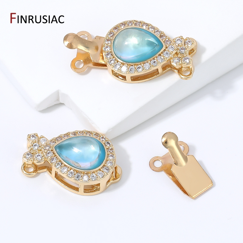 18K金メッキ真鍮製ペアオパールボックスクラスプ、2連ジルコ - Gold Plated Jewelry のレビューと価格