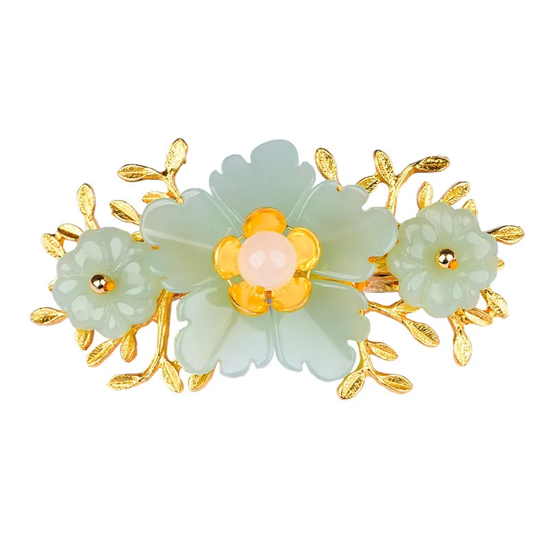 花と緑の金メッキのヘアピン,18kゴールドメッキチャーム,レ - Gold Plated Jewelry のレビューと価格