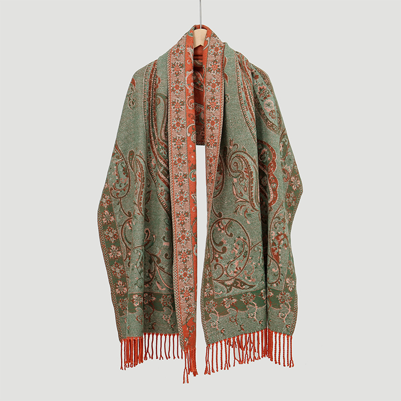 女性のためのエスニックスタイルのペイズリージャカードスカーフ - Cashmere Scarf のレビューと価格