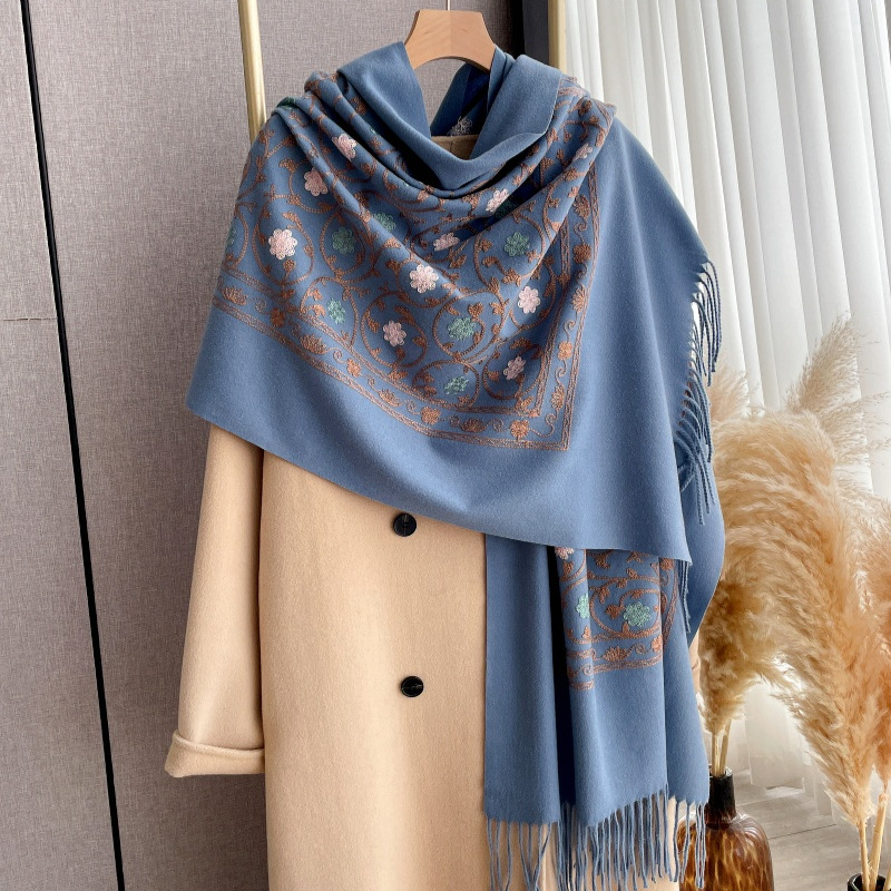 2025年新作 刺繍入りカシミヤスカーフ レディース 冬用シ - Cashmere Scarf のレビューと価格
