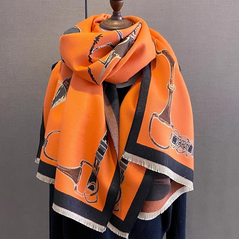 レトロライダー馬模造カシミヤスカーフユニセックス両面厚みのあ - Cashmere Scarf のレビューと価格