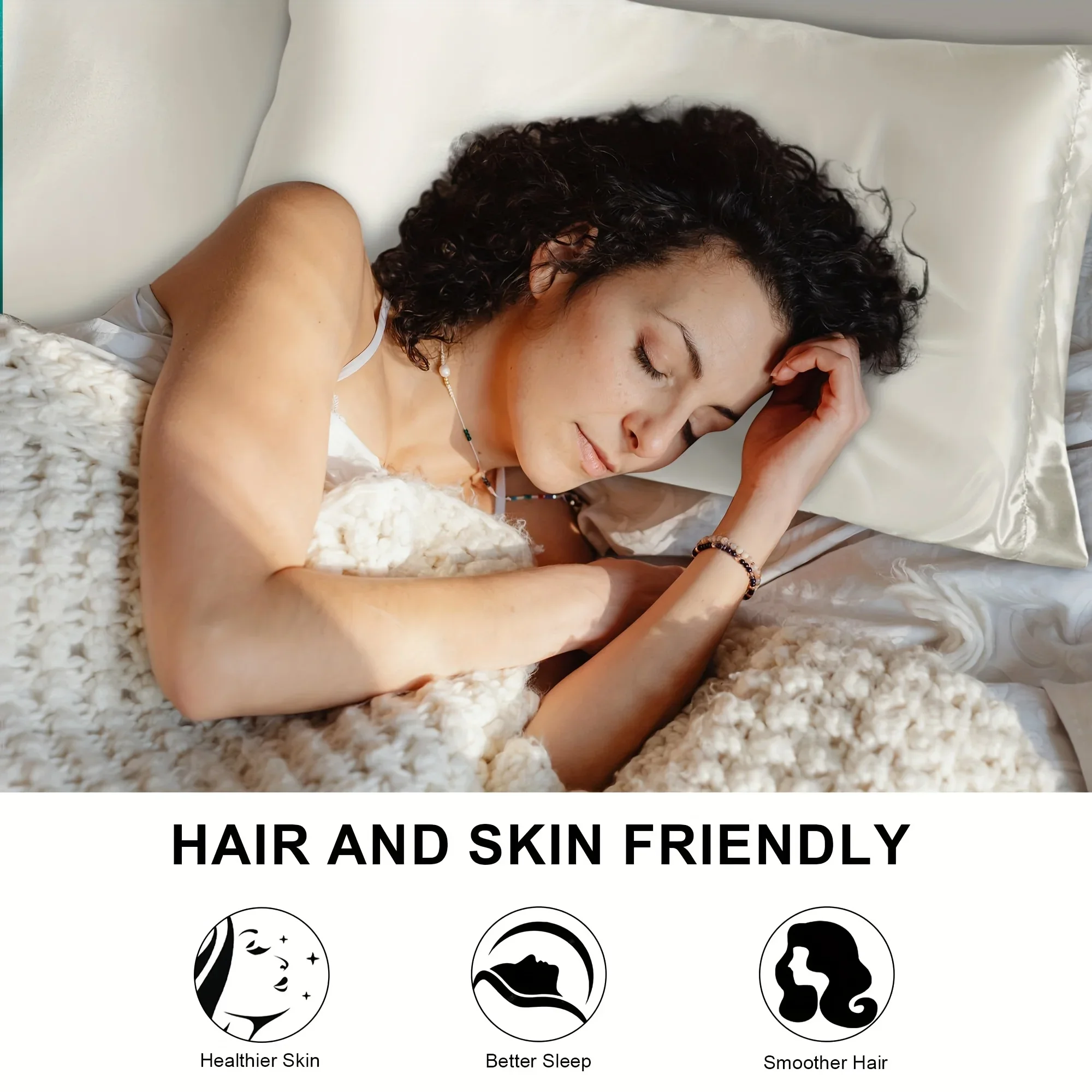 2 個の高級サテン封筒枕カバー無地、シルクのようなハイエンド - Silk Pillowcase のレビューと価格