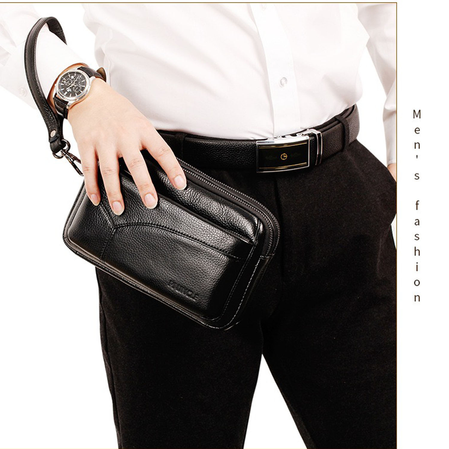 メンズ本革ファッションビジネスクラッチバッグ、ヴィンテージリ - Leather Wallet Men のレビューと価格