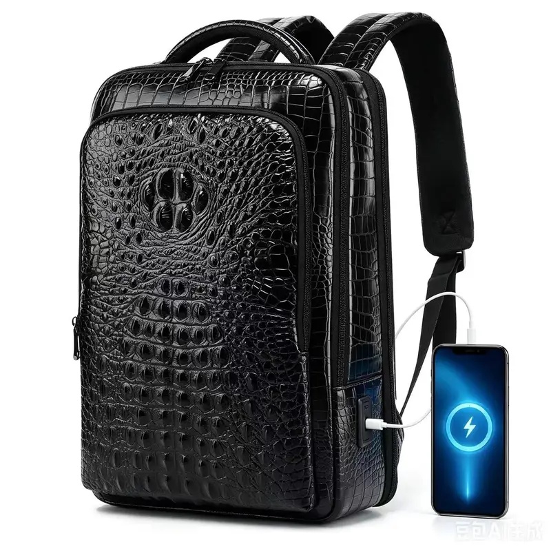 新しいメンズクロコダイル柄レザーラップトップバックパック、U - Leather Briefcase のレビューと価格